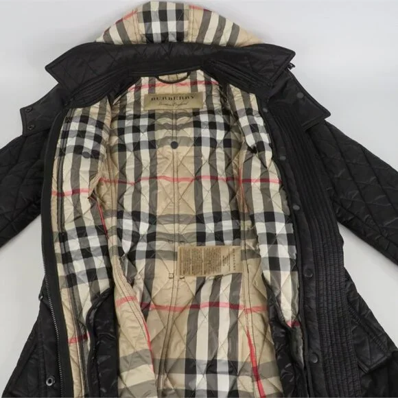 Burberry London Finsbridge Belted Quilted hooded Jacket Sz M EXCELLENT CONDITION - Picture 12 of 16